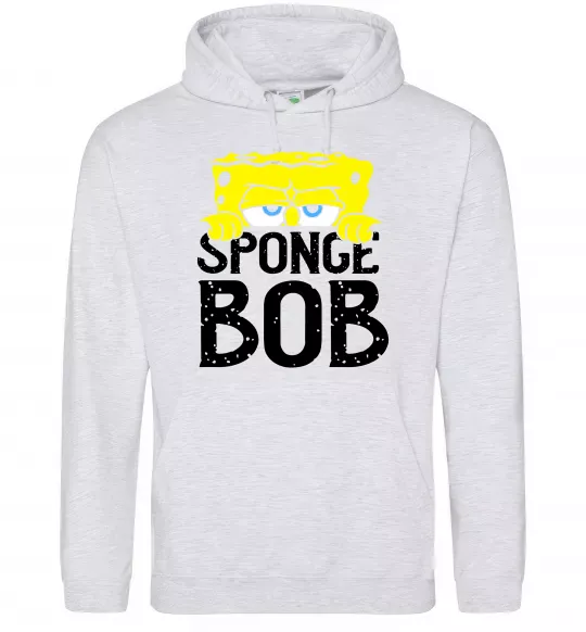 Женская толстовка (худи) Sponge Bob eyes Серый меланж фото