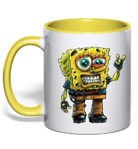Чашка з кольоровою ручкою Sponge Bob grange Лимонний фото
