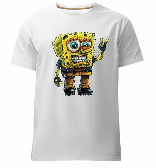 Мужская премиум футболка Sponge Bob grange Белый фото