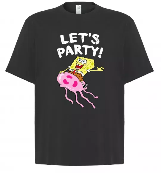 Футболка Оверсайз Sponge Bob lets party Чорний фото