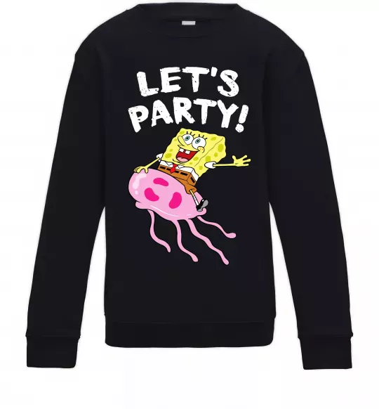 Детский Свитшот Sponge Bob lets party Черный фото