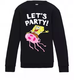 Детский Свитшот Sponge Bob lets party Черный фото