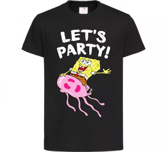 Дитяча футболка Sponge Bob lets party Чорний фото