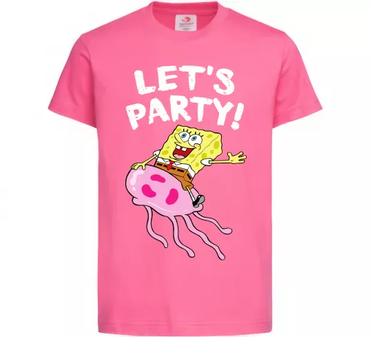 Дитяча футболка Sponge Bob lets party Яскраво-рожевий фото