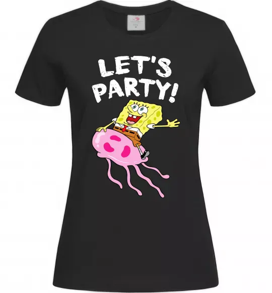 Женская футболка Sponge Bob lets party Черный фото