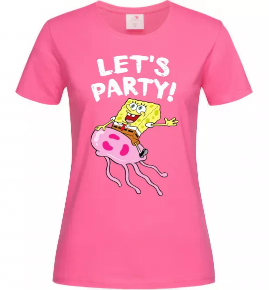 Женская футболка Sponge Bob lets party Ярко-розовый фото