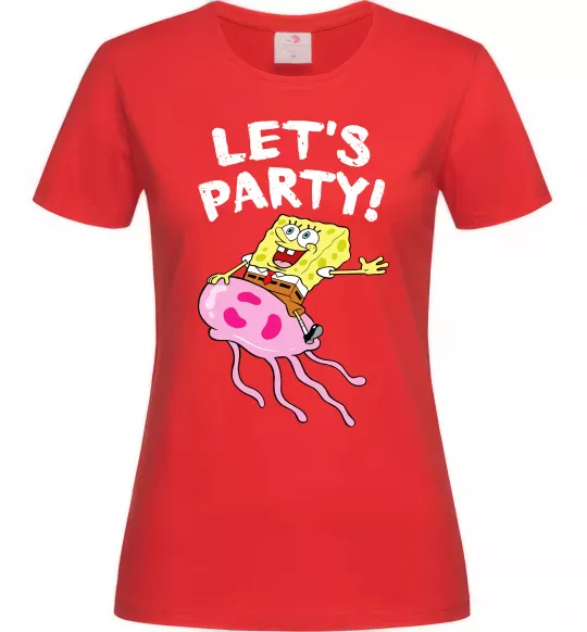 Женская футболка Sponge Bob lets party Красный фото