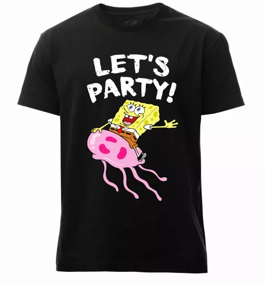 Мужская премиум футболка Sponge Bob lets party Черный фото