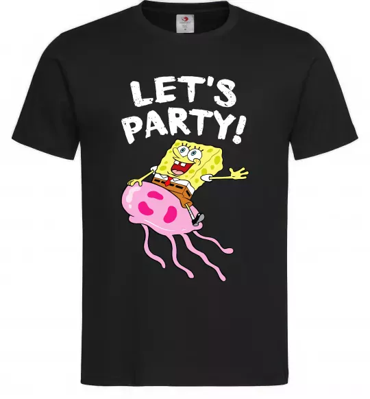 Мужская футболка Sponge Bob lets party Черный фото