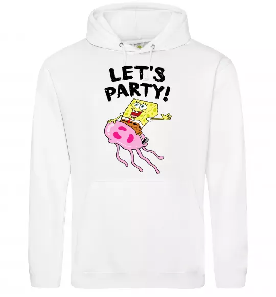 Женская толстовка (худи) Sponge Bob lets party Белый фото