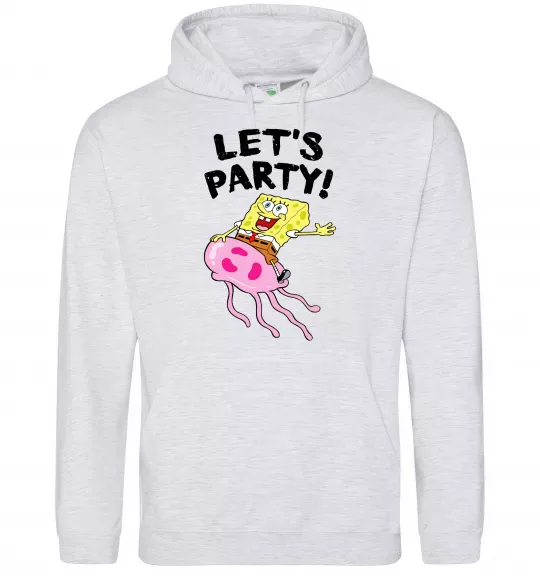 Женская толстовка (худи) Sponge Bob lets party Серый меланж фото