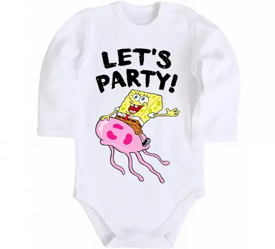 Детский боди Sponge Bob lets party Белый фото