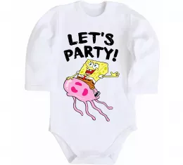 Детский боди Sponge Bob lets party Белый фото