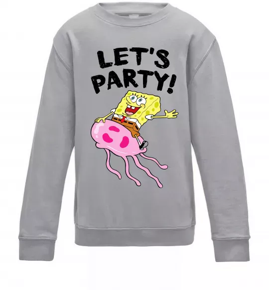 Детский Свитшот Sponge Bob lets party Серый меланж фото