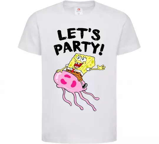 Дитяча футболка Sponge Bob lets party Білий фото
