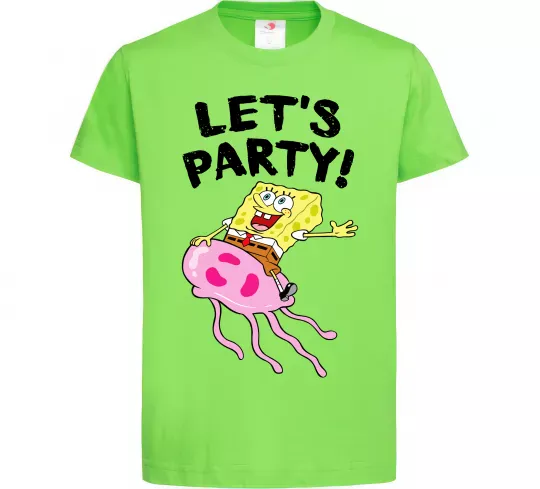 Дитяча футболка Sponge Bob lets party Лаймовий фото