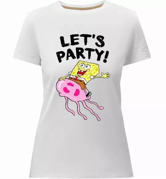 Жіноча преміум футболка Sponge Bob lets party Білий фото