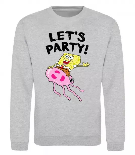 Світшот Sponge Bob lets party Сірий меланж фото