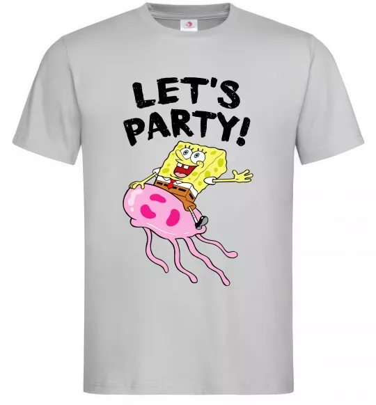 Мужская футболка Sponge Bob lets party Серый фото
