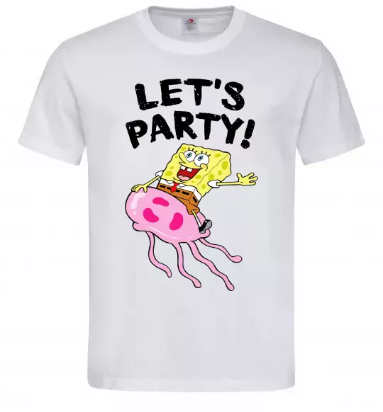 Мужская футболка Sponge Bob lets party Белый фото