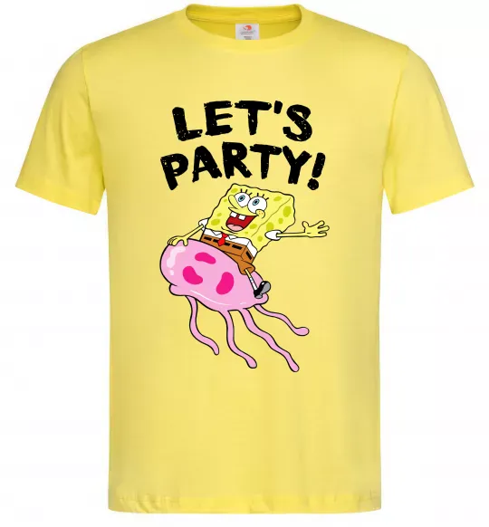 Мужская футболка Sponge Bob lets party Лимонный фото