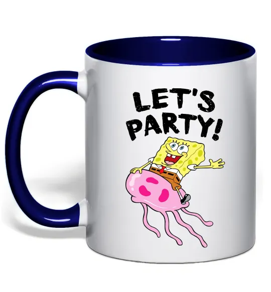 Чашка з кольоровою ручкою Sponge Bob lets party Глибокий темно-синій фото