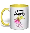 Чашка з кольоровою ручкою Sponge Bob lets party Лимонний фото