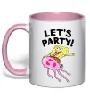 Чашка з кольоровою ручкою Sponge Bob lets party Ніжно рожевий фото