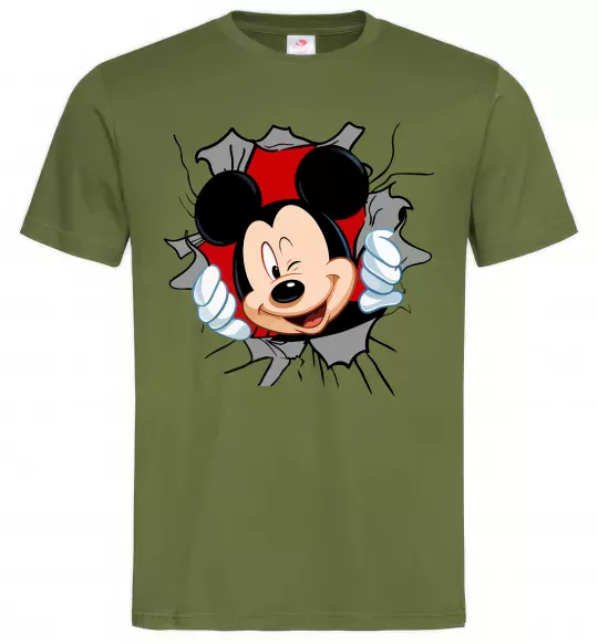 Чоловіча футболка Mickey підморгує Оливковий фото