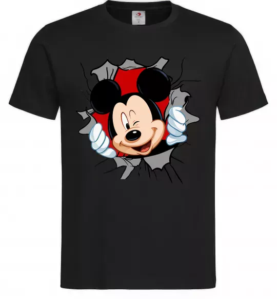 Чоловіча футболка Mickey підморгує Чорний фото