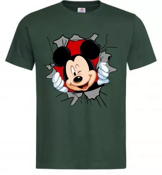 Чоловіча футболка Mickey підморгує Темно-зелений фото