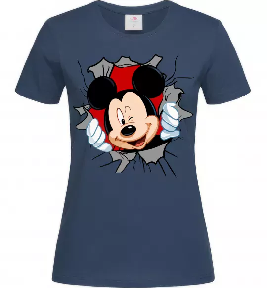 Женская футболка Mickey підморгує Темно-синий фото