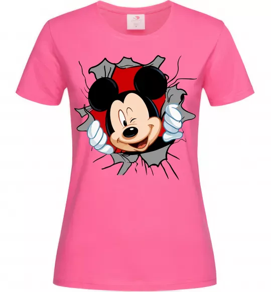 Женская футболка Mickey підморгує Ярко-розовый фото