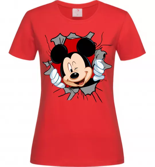 Женская футболка Mickey підморгує Красный фото
