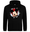Мужская толстовка (худи) Mickey підморгує Черный фото