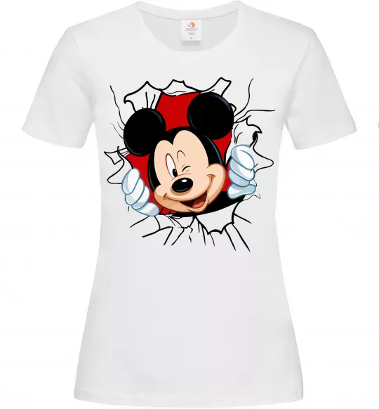 Женская футболка Mickey підморгує Белый фото