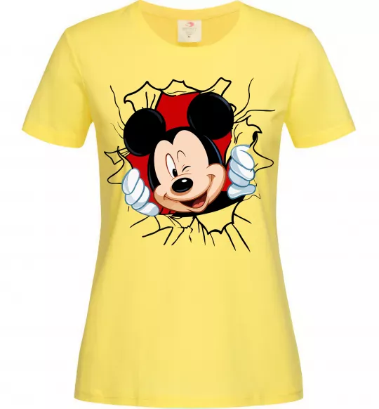 Женская футболка Mickey підморгує Лимонный фото