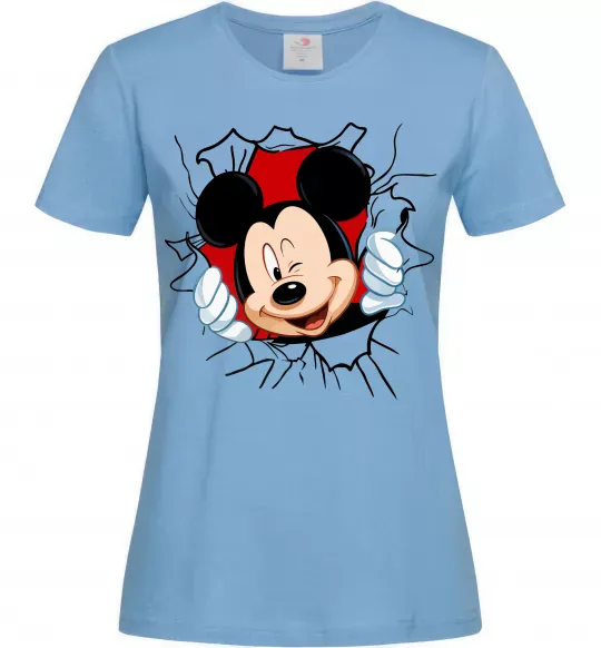 Женская футболка Mickey підморгує Голубой фото