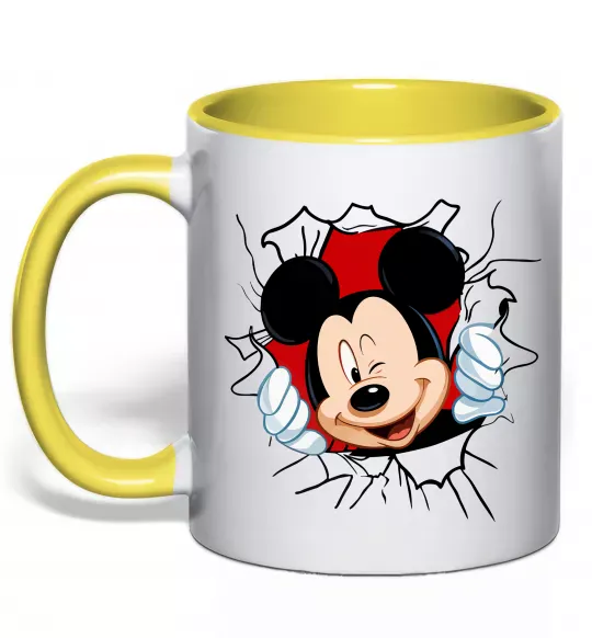 Чашка з кольоровою ручкою Mickey підморгує Сонячно жовтий фото