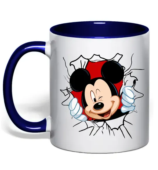 Чашка з кольоровою ручкою Mickey підморгує Глибокий темно-синій фото