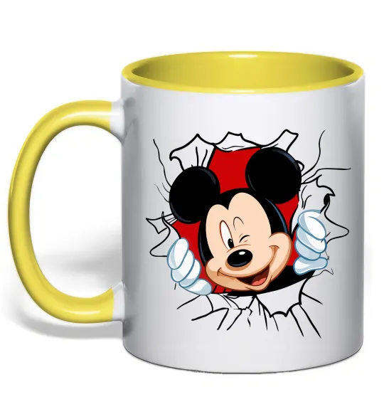Чашка с цветной ручкой Mickey підморгує Лимонный фото