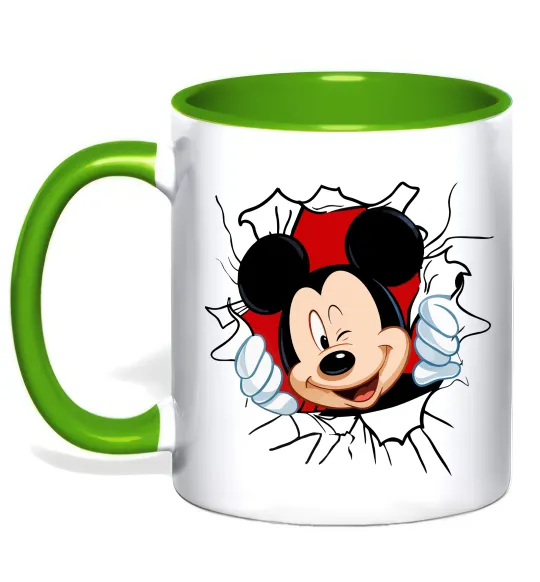 Чашка с цветной ручкой Mickey підморгує Лаймовый фото
