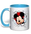Чашка з кольоровою ручкою Mickey підморгує Блакитний фото