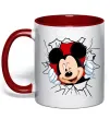 Чашка з кольоровою ручкою Mickey підморгує Червоний фото