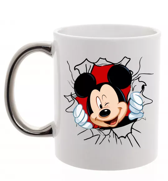 Чашка з кольоровою ручкою Mickey підморгує Срібло фото