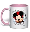 Чашка з кольоровою ручкою Mickey підморгує Ніжно рожевий фото