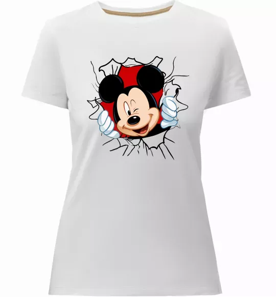 Жіноча преміум футболка Mickey підморгує Білий фото