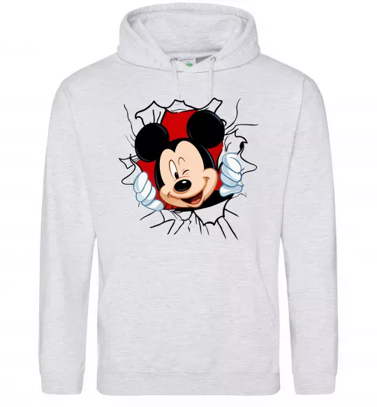 Женская толстовка (худи) Mickey підморгує Серый меланж фото