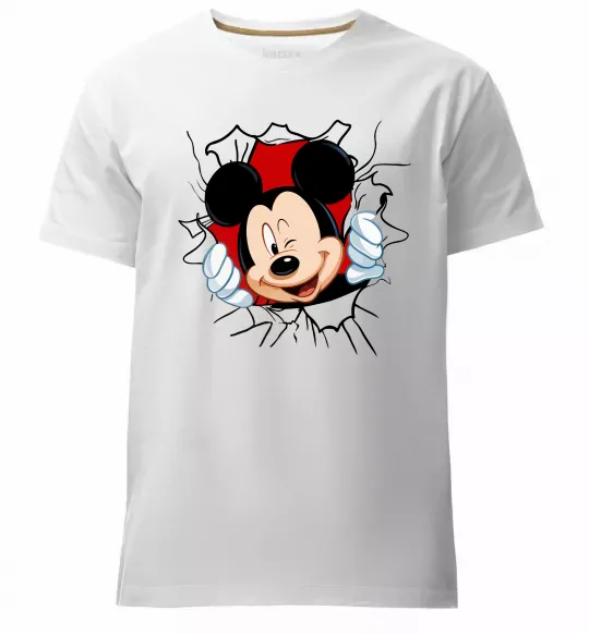 Мужская премиум футболка Mickey підморгує Белый фото