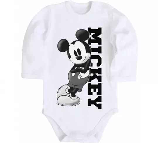 Детский боди Чорно-білий Міккі Белый фото